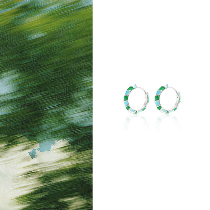 Lüshuo Enamel Hoop Earrings | Sterling Silver Earrings ER18