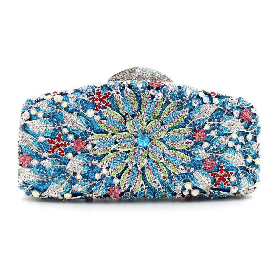 Hand fill in color crystal marigold pattern evening bags