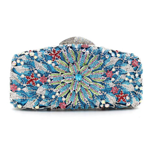 Hand fill in color crystal marigold pattern evening bags