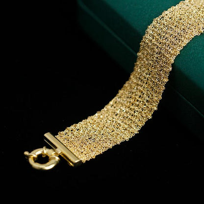 Sterling Silver Cross-Woven Mesh Bracelet | Gold Tone Bracelet BR07 Bracelet