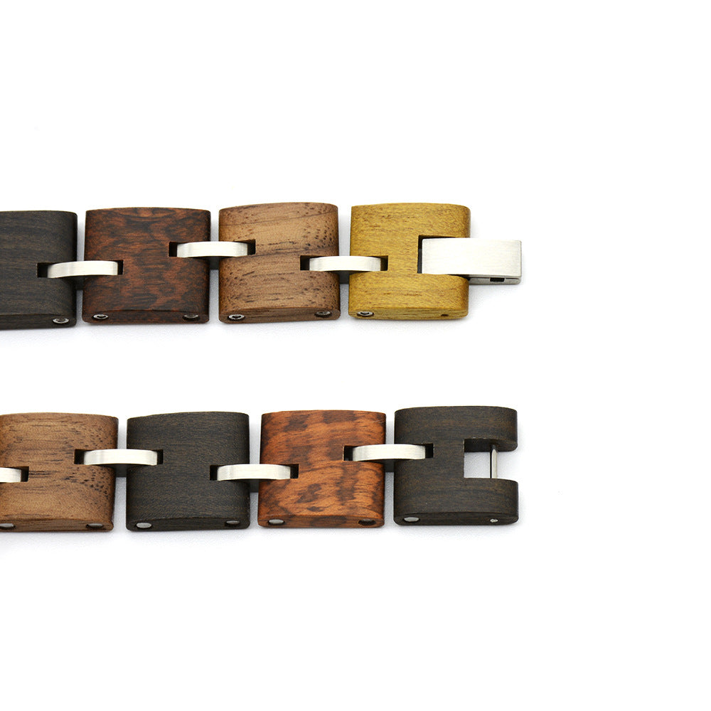 Sandalwood Bracelet | Vintage Stainless Steel & Natural Wood Bracelet