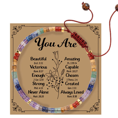 Adjustable Handmade Woven Bracelet Natural Stone Bohemian Colorful Aventurine Purple Braided Bracelet