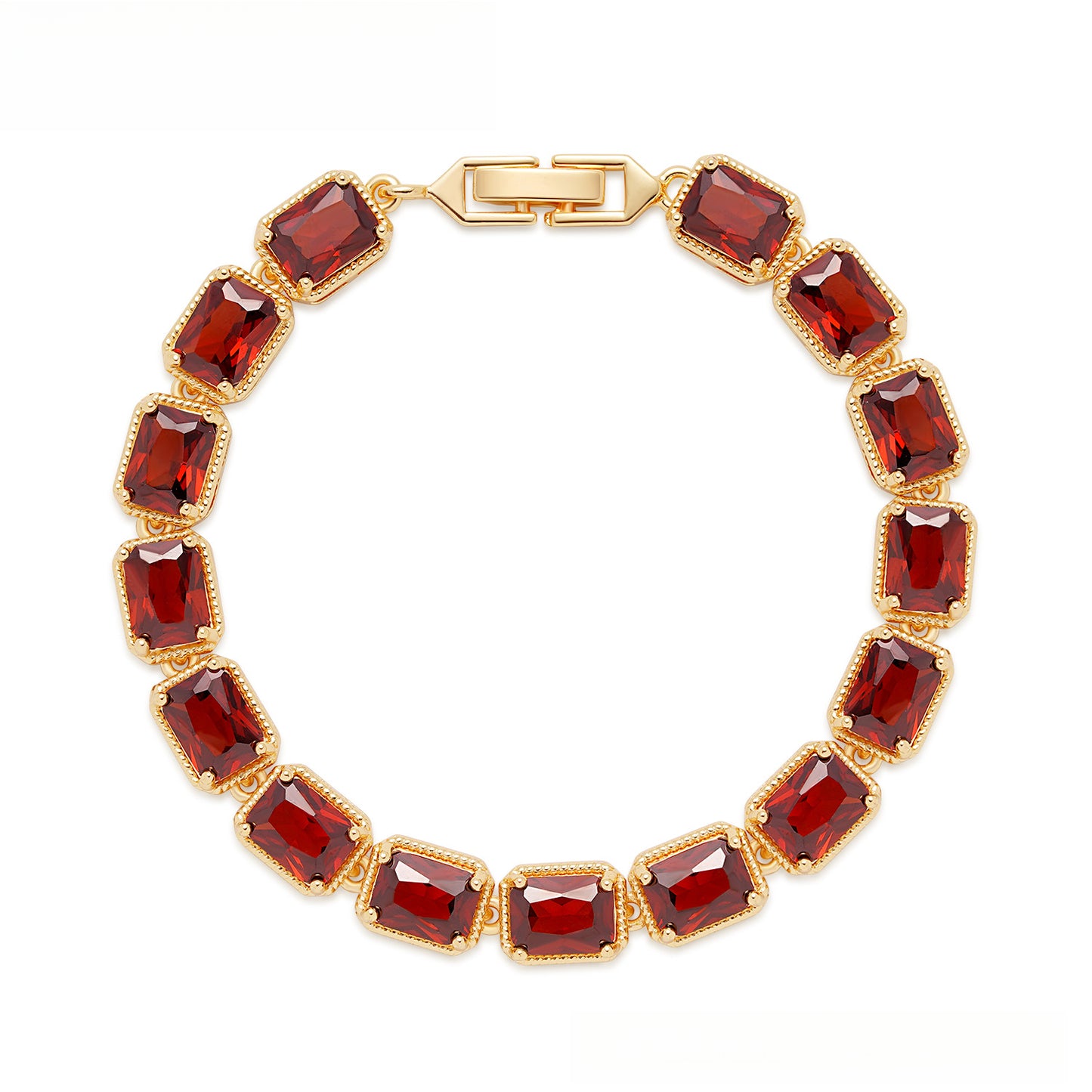Gorgeous Dinner Bracelet Jewelry AAA Grade Zircon Inlaid Bracelet Red zirconium (gold plated)