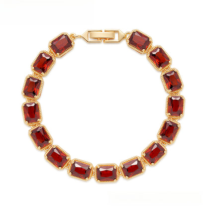 Gorgeous Dinner Bracelet Jewelry AAA Grade Zircon Inlaid Bracelet Red zirconium (gold plated)