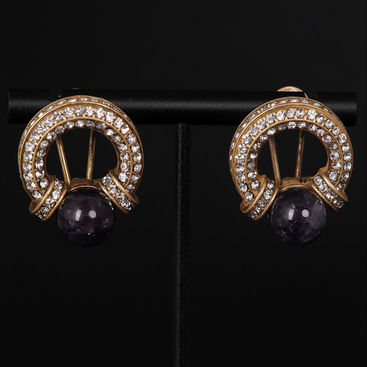 Vintage Purple Agate Drop Earrings - Heritage Elegance | iBrilliance 848607550606_Purple Agate