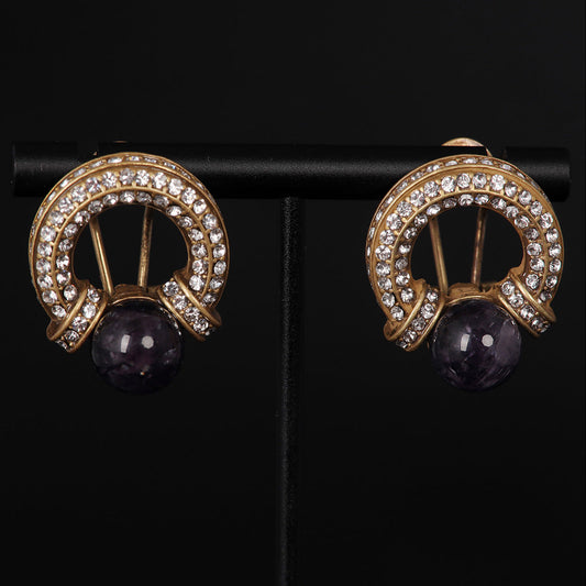 Vintage Purple Agate Drop Earrings - Heritage Elegance | iBrilliance 848607550606_Purple Agate