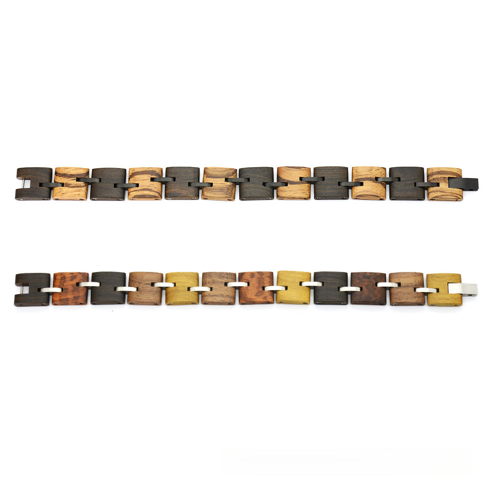 Sandalwood Bracelet | Vintage Stainless Steel & Natural Wood Bracelet