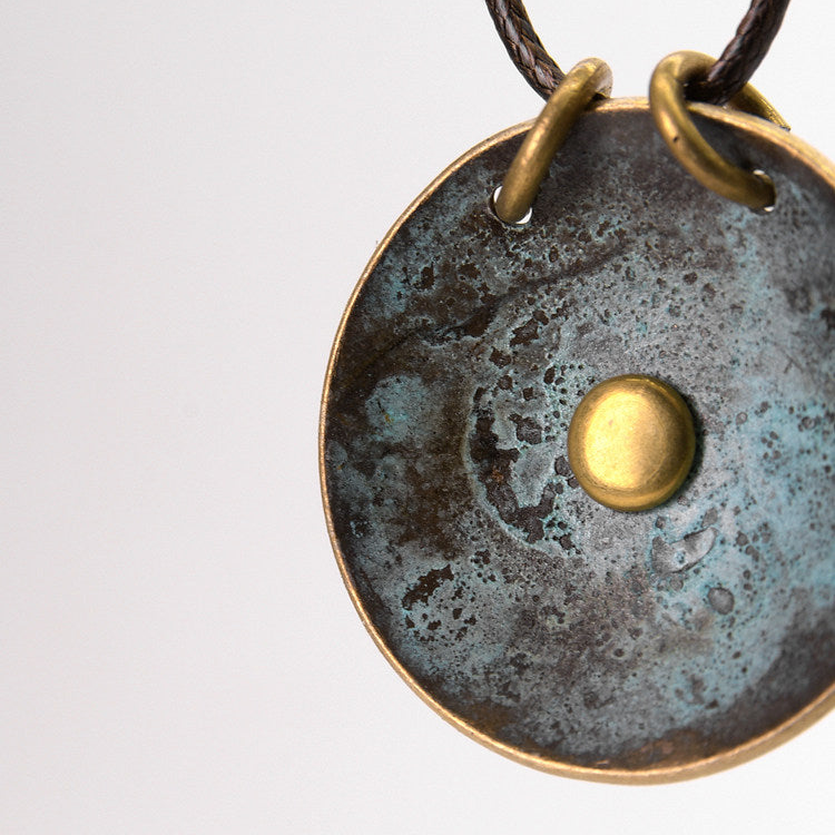 Oxidised Brass Circle Pendant | Necklace NK08
