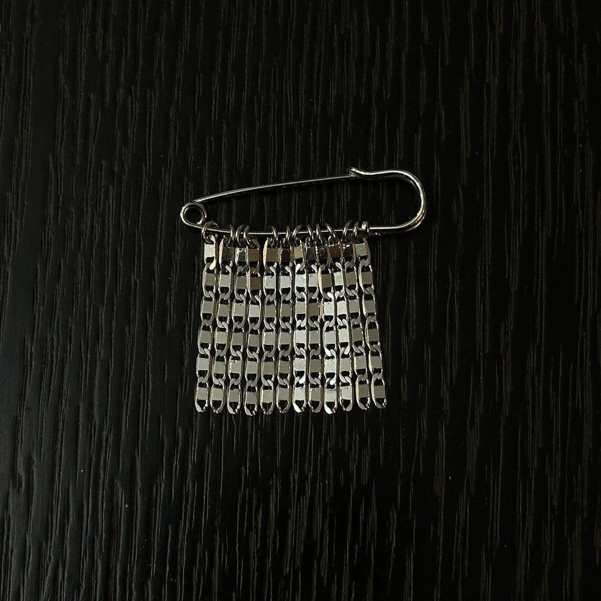 Shimmer Silver Tassel Safety Pin Brooch | Handcrafted | PN02 Brooch