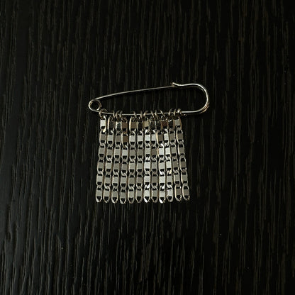 Shimmer Silver Tassel Safety Pin Brooch | Handcrafted | PN02 Brooch