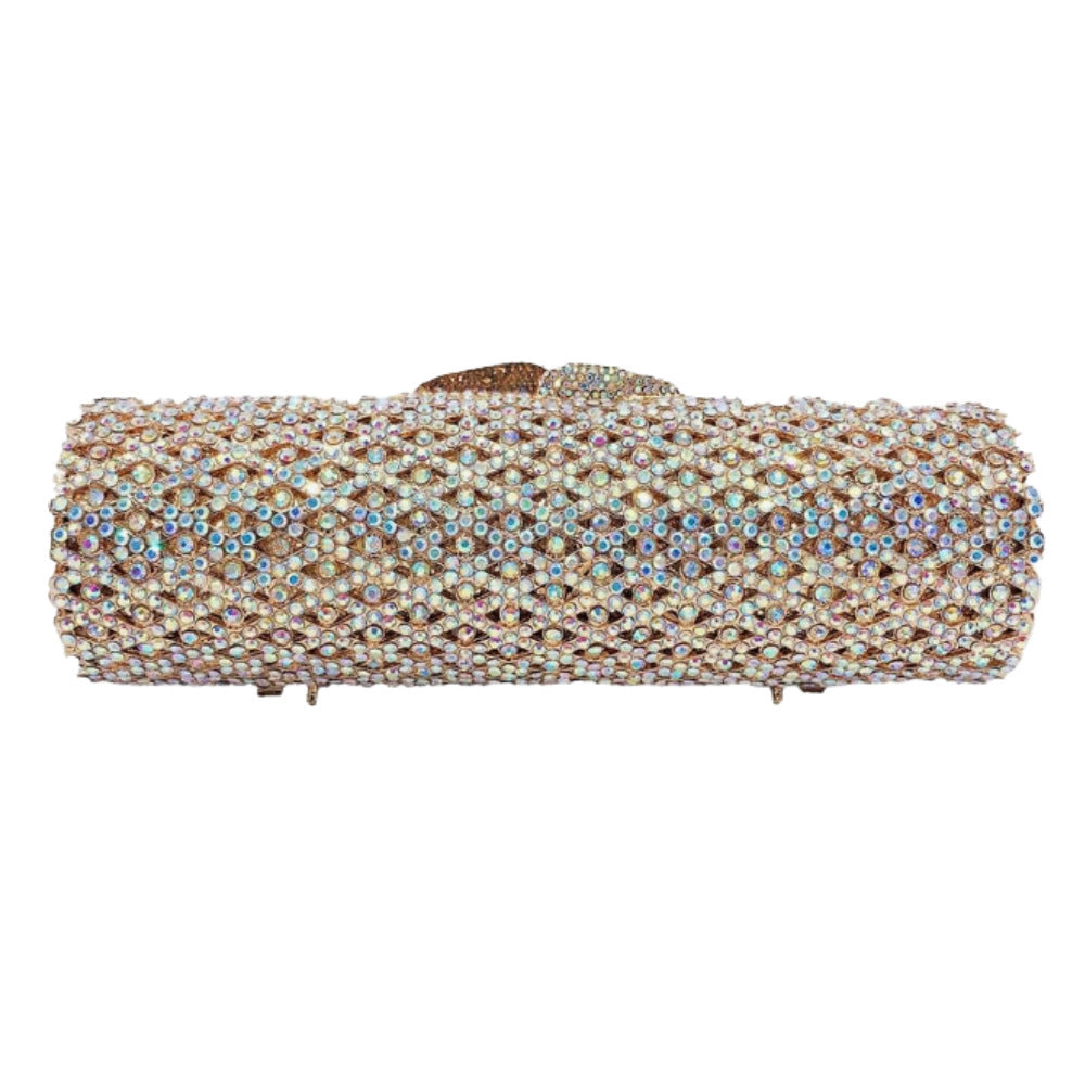 Luminous Hollow Metal Evening Clutch - Radiant Formal Statement | iBrilliance