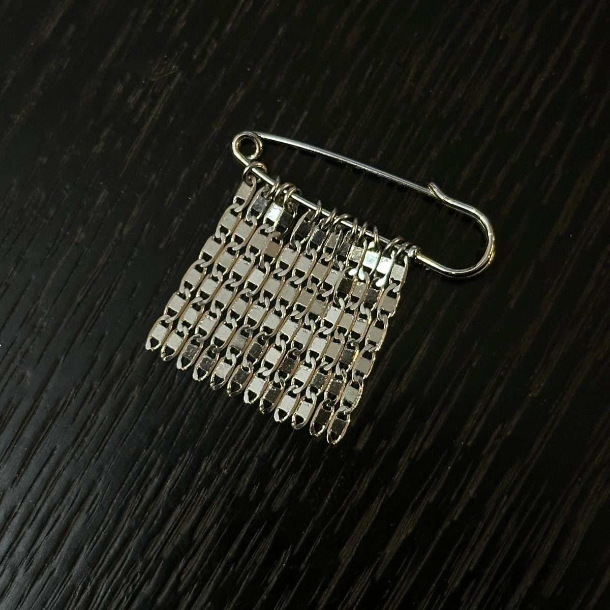 Shimmer Silver Tassel Safety Pin Brooch | Handcrafted | PN02 Brooch