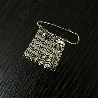 Shimmer Silver Tassel Safety Pin Brooch | Handcrafted | PN02 Brooch