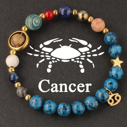 Twelve Constellations Bracelet Beaded Natural Stone Bracelet Universe Space Eight Planets Stone Picture Stone