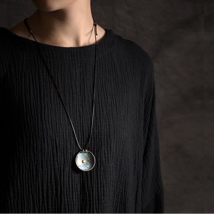 Oxidised Brass Circle Pendant | Necklace NK08