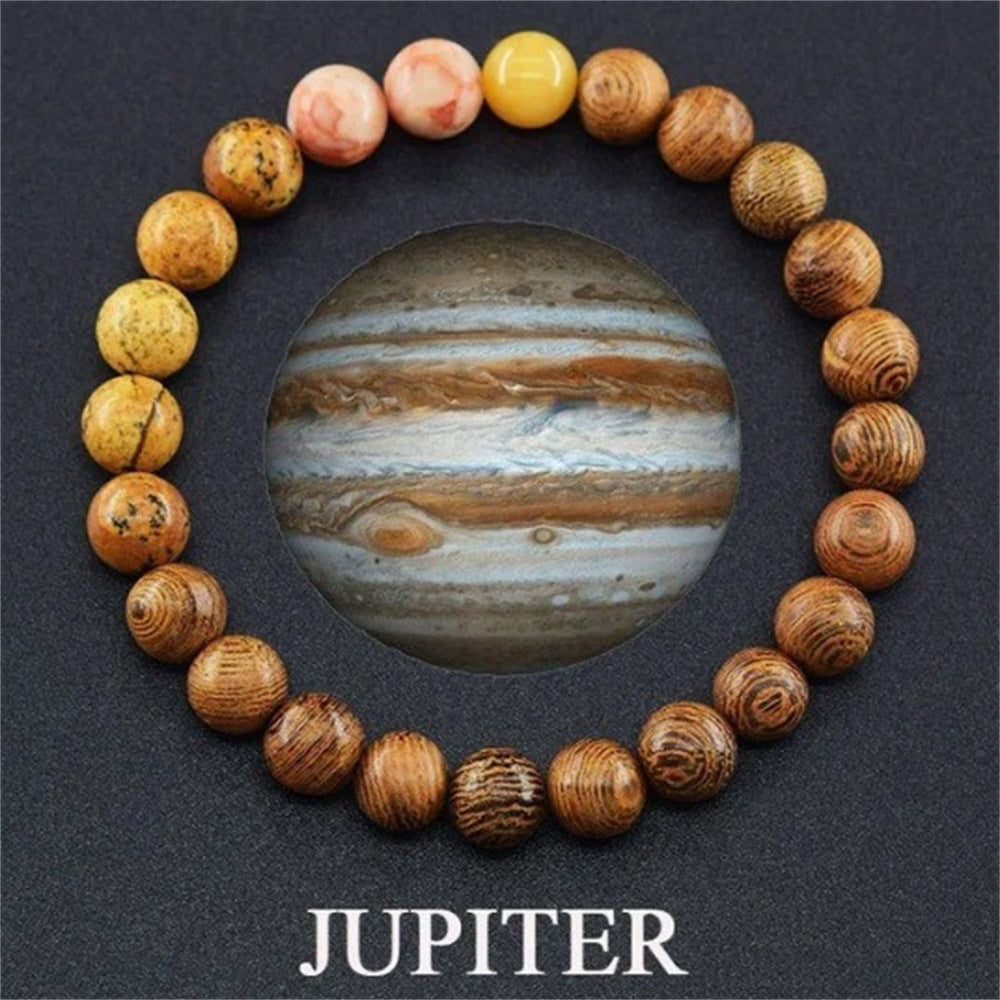 Cosmic Eight Planets Stone Bracelet for Men Beaded Tiger Eye Stone Saturn Beaded Bracelet Starry Sky