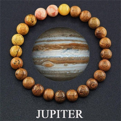 Cosmic Eight Planets Stone Bracelet for Men Beaded Tiger Eye Stone Saturn Beaded Bracelet Starry Sky