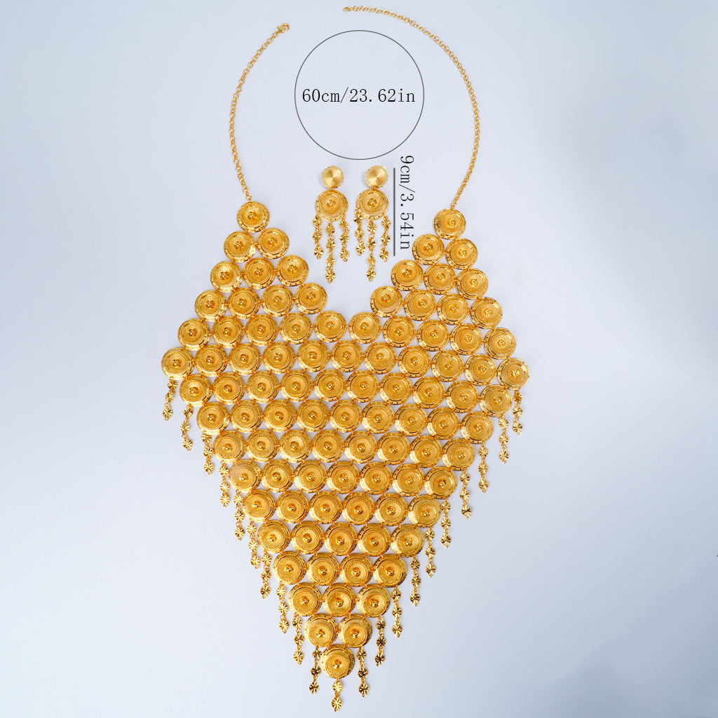 24K Gold Plated Tassel Bridal Jewelry Set - Luminous Wedding Statement | iBrilliance