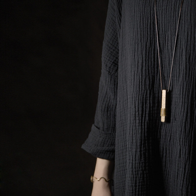 Textured Brass Bar Pendant Necklace | Necklace Q022 iBrilliance shop