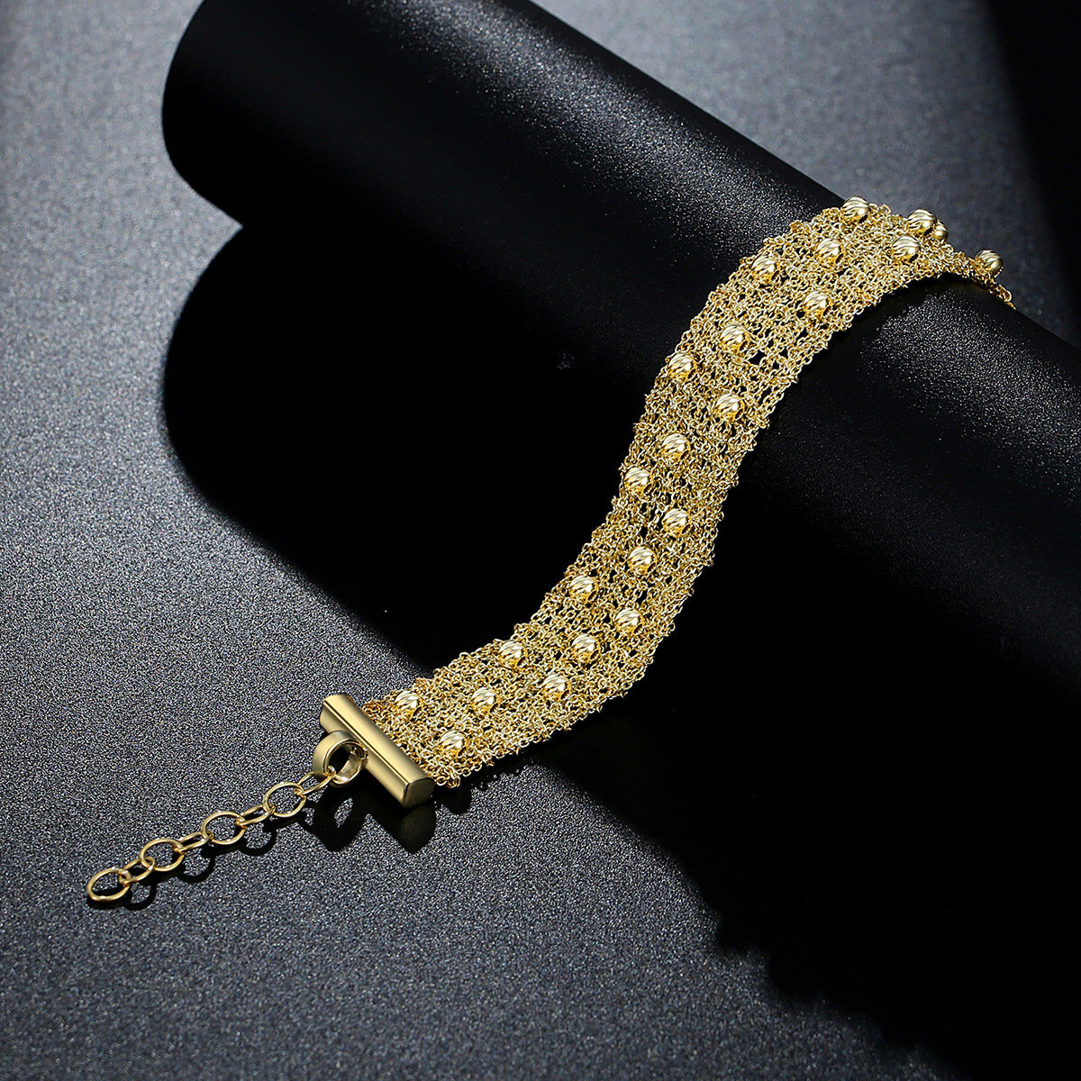 Sterling Silver Woven Bead Bracelet | Gold Tone Bracelet BR06