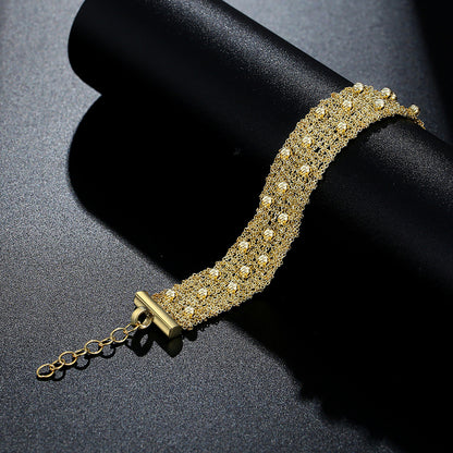 Sterling Silver Woven Bead Bracelet | Gold Tone Bracelet BR06