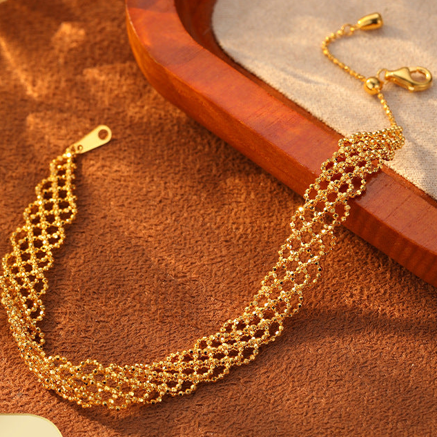 S925 Sterling Silver Double-Sided Lace Bracelet | Woven Bracelet BR08