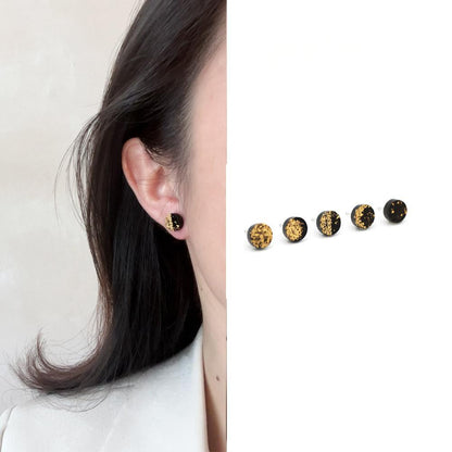 Moon Phase Ceramic Studs | 5-Piece Gold Leaf Set 003 Earring