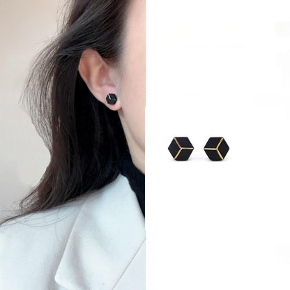Boundary Ceramic Hexagon Earrings | Geometric Stud Earrings ER15