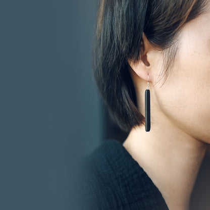 Ebony Wood Bar Drop Earrings | Handcrafted Wooden Earrings ER03