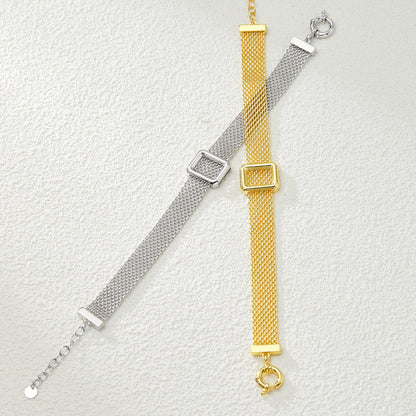 Sterling Silver Square-Detail Mesh Bracelet | Woven Bracelet BR11 Bracelet