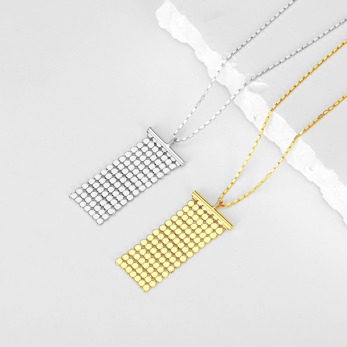 Sterling Silver Sequin Tassel Pendant Necklace | Necklace NK09