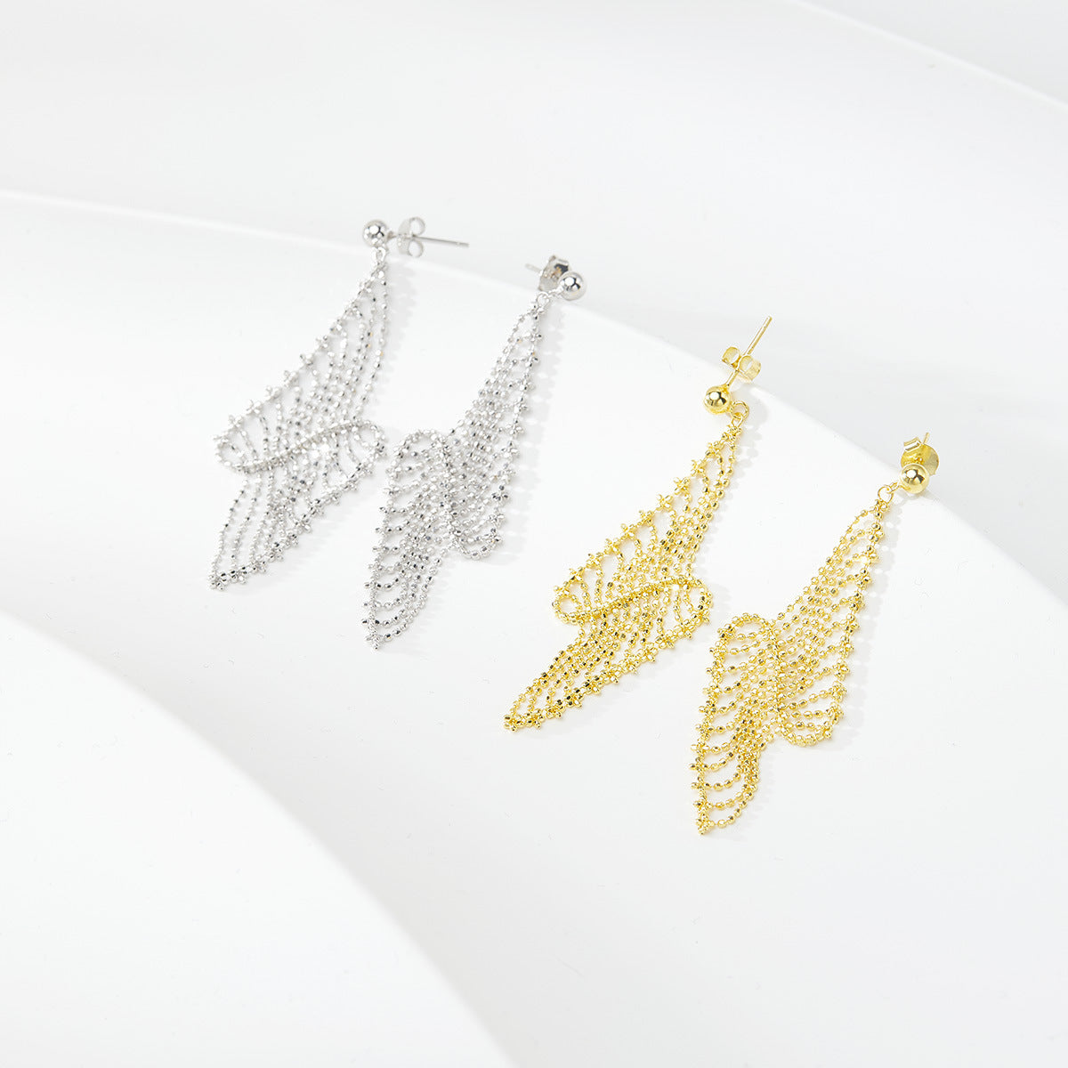 Sterling Silver Lace Mesh Drop Earrings | Tassel Earrings ER06 Earring