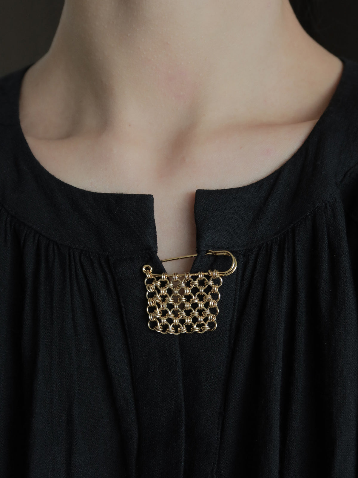 Chainmail Gold Tassel Safety Pin Brooch | Handcrafted | PN01 Brooch