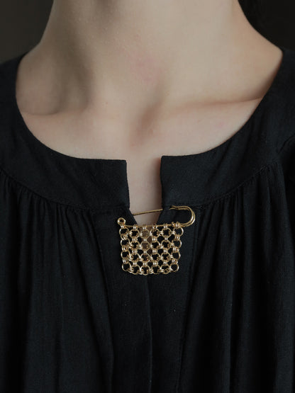 Chainmail Gold Tassel Safety Pin Brooch | Handcrafted | PN01 Brooch