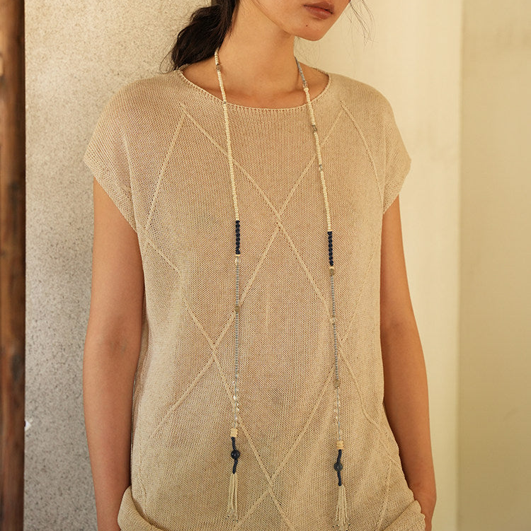 Clear Mind | Natural Stone Beaded Long Necklace N04