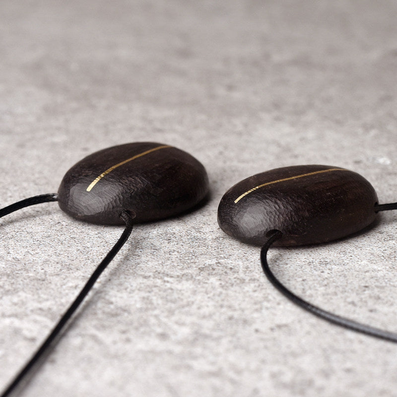 Ebony & Brass Inlay Oval Pendant Necklace | NK02