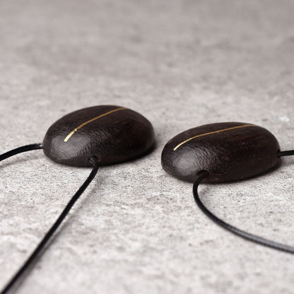 Ebony & Brass Inlay Oval Pendant Necklace | NK02