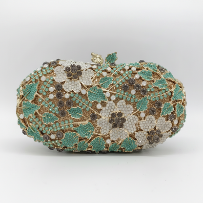 Crystal Rhinestone Evening Clutch Bag - Shimmering Gala Artistry | iBrilliance Green Albumin Accessories