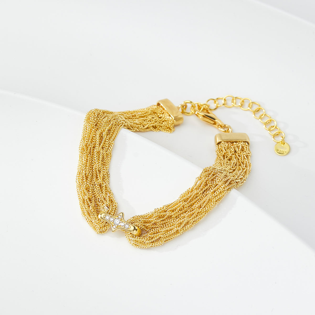 Sterling Silver Four-Point Star Mesh Bracelet | Woven Bracelet BR09