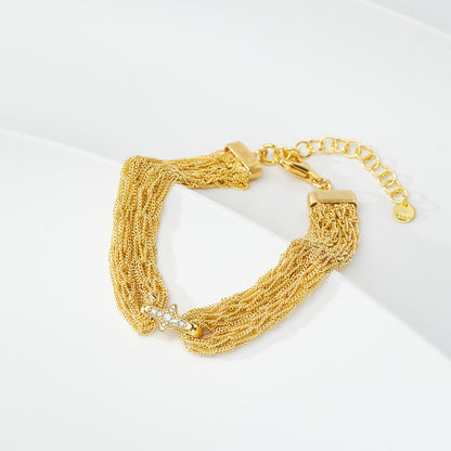 Sterling Silver Four-Point Star Mesh Bracelet | Woven Bracelet BR09