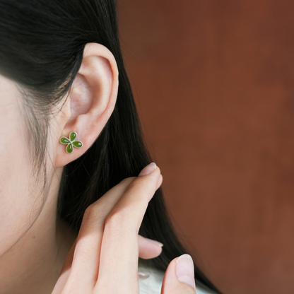 Four Seasons Joy | Jade Four-Leaf Stud Earrings SJ01 Earring