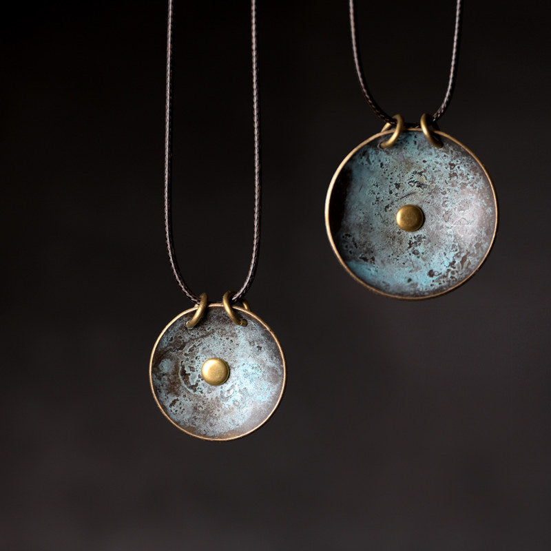Oxidised Brass Circle Pendant | Necklace NK08 Necklace