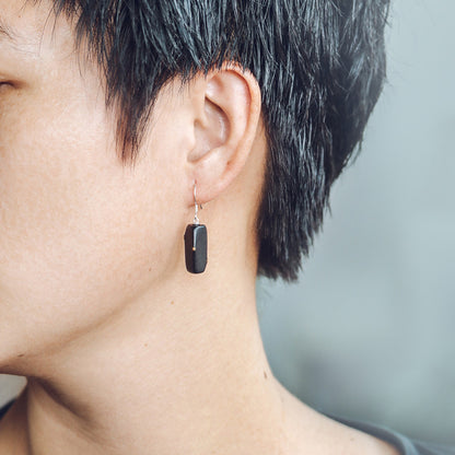 Ebony & Brass Dot Geometric Drop Earrings | ER01