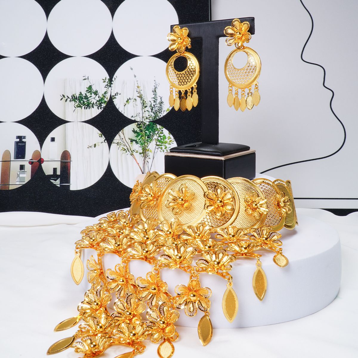 Radiant Dubai Floral Jewelry Set - Wedding Banquet Elegance | iBrilliance