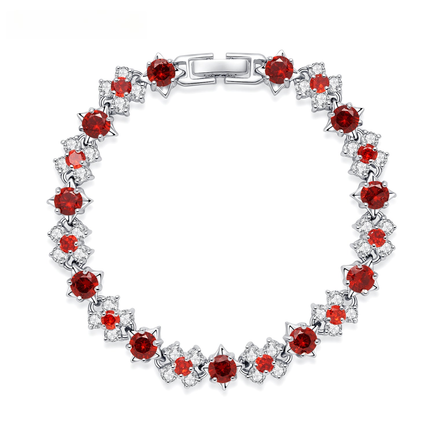 Gorgeous Dinner Bracelet Jewelry Red and White Zircon Inlaid Bracelet Red and White Zirconia