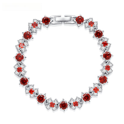 Gorgeous Dinner Bracelet Jewelry Red and White Zircon Inlaid Bracelet Red and White Zirconia
