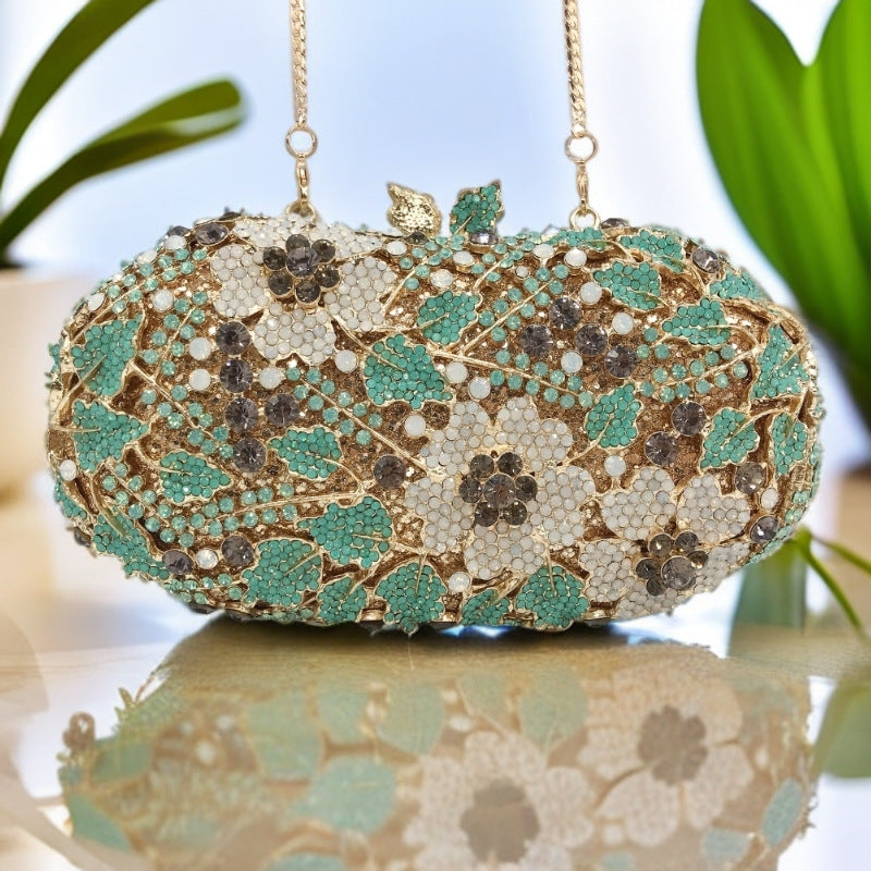 Crystal Clutch Bag with Rhinestones, Evening Bag with Protein Rhinestones, Party Full Rhinestone Handbag for Women