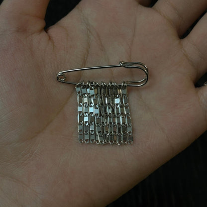 Shimmer Silver Tassel Safety Pin Brooch | Handcrafted | PN02 Brooch