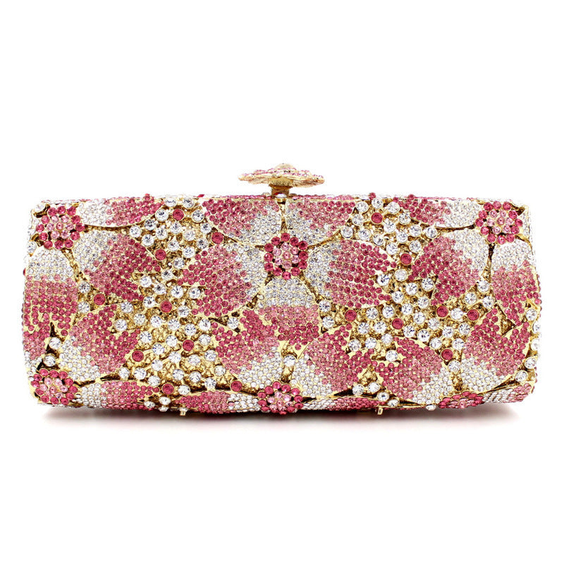 Crystal Evening Clutch - Handcrafted Rhinestone Statement Bag | iBrilliance Pink press head