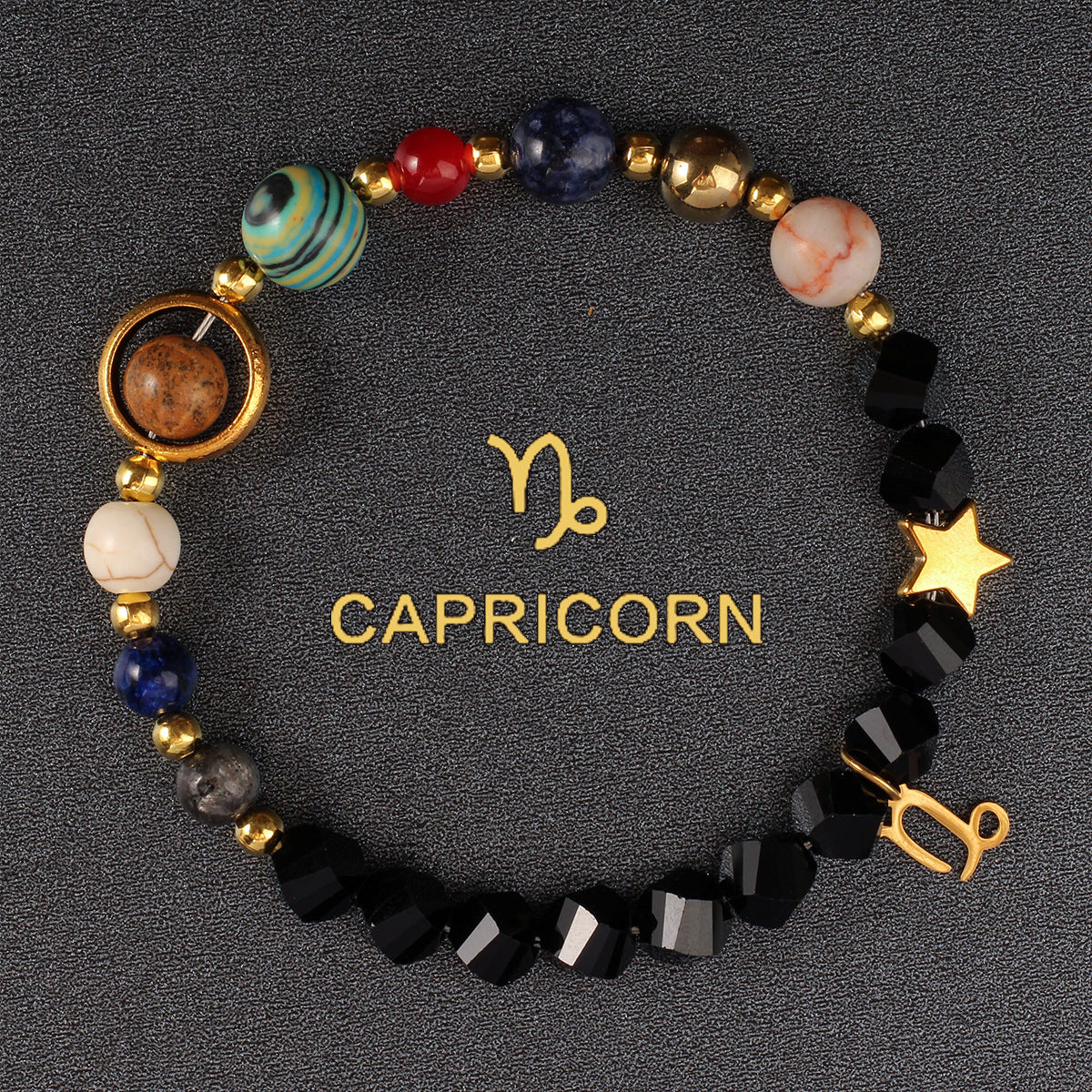Twelve Constellations Bracelet Beaded Natural Stone Bracelet Universe Space Eight Planets Stone Picture Stone